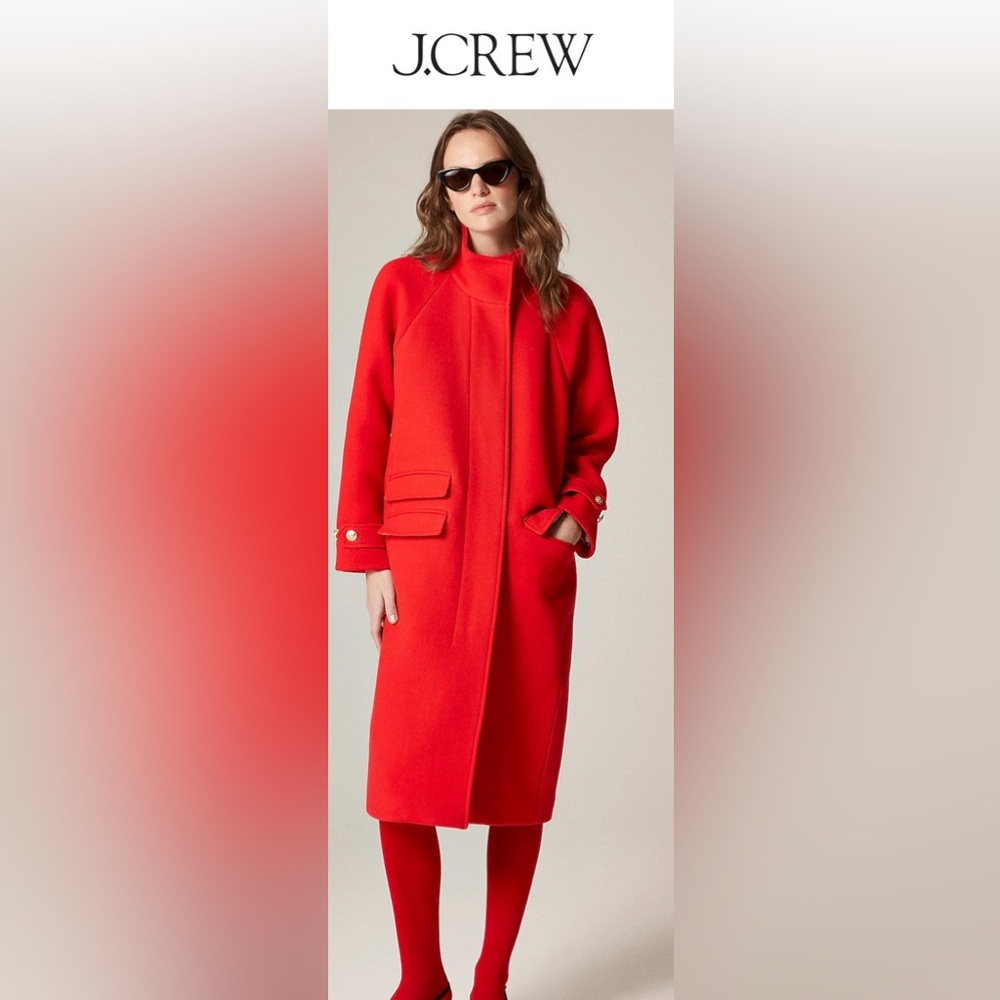 J. Crew Vibrant Red Overcoat- 4 TALL